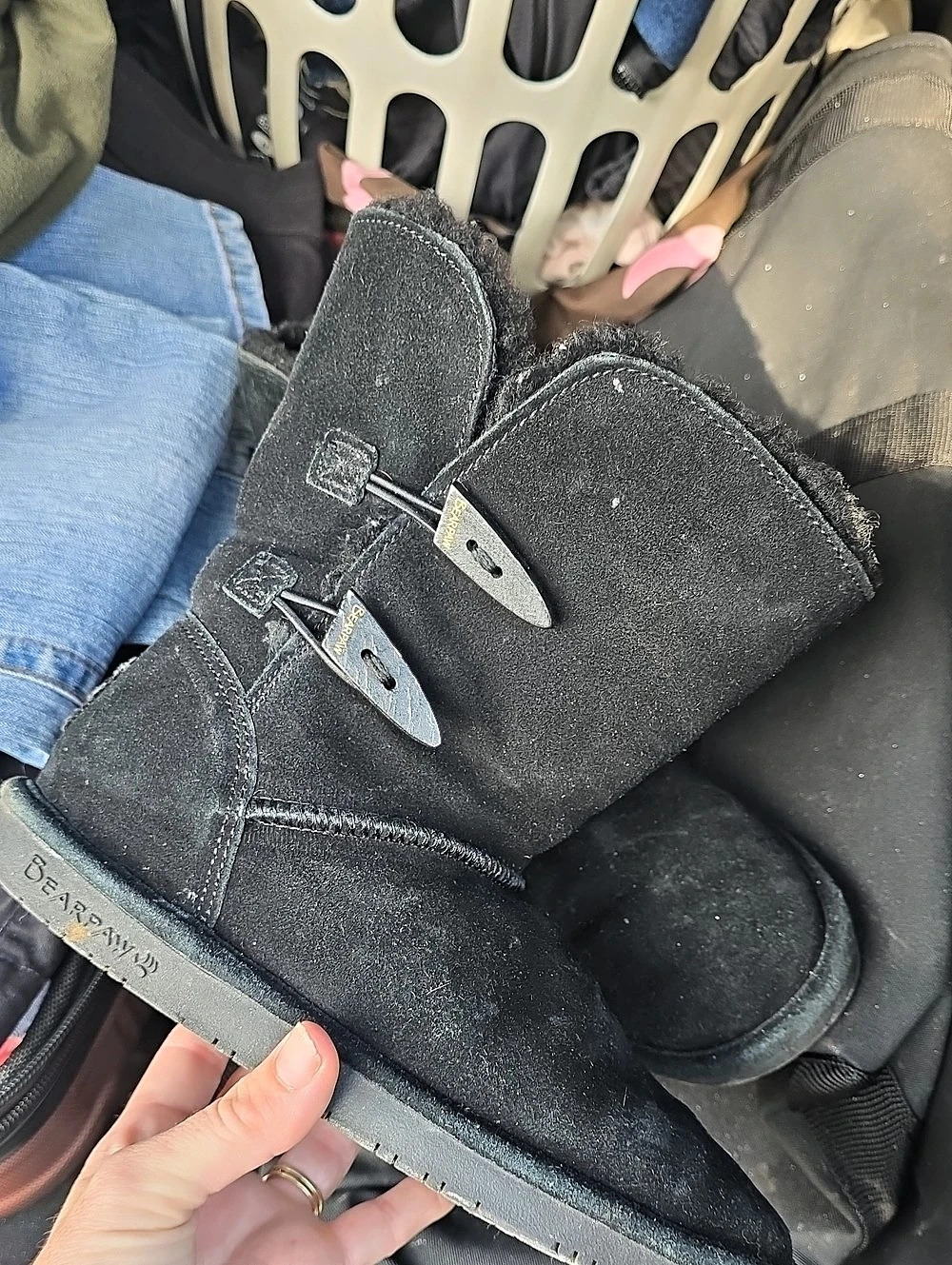Bearpaw Black Suede Winter Boots US 8 Great Condition